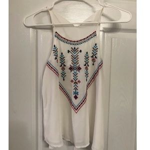 White Aztec print tank